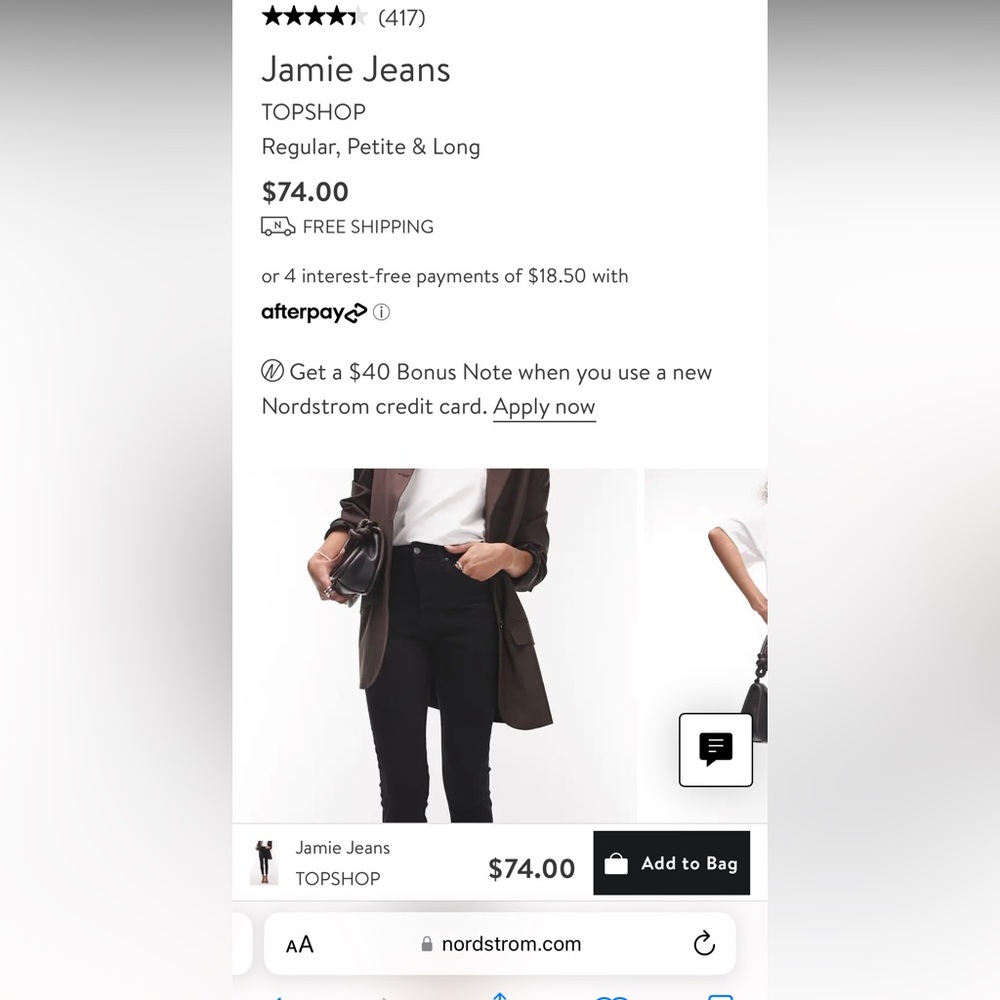 TOPSHOP Jamie Skinny Jeans